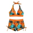 thumbnail image 4 of Levmjia Women's High Waisted Tankini Set Fashion Printed Tummy Control Split Swimsuits With Removable Padded Bra For Beach Vacation snd Pool Party, 4 of 9
