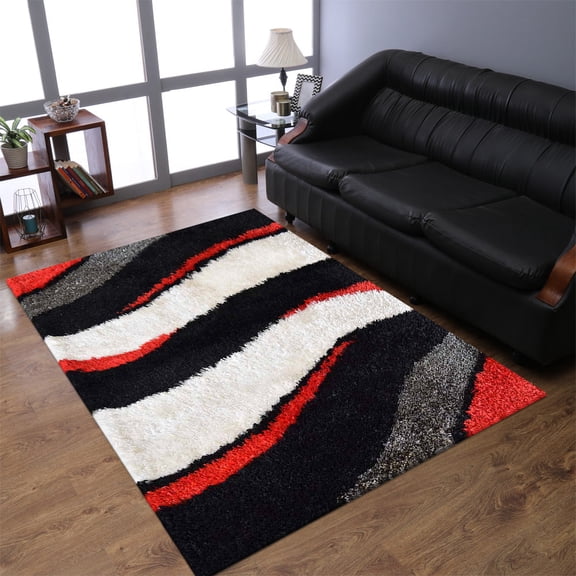 Rugsotic Carpets Hand Tufted Shag Polyester Eco-Friendly 6'x9' Area Rugs Rectangle Multicolor Contemporary Modern High Pile Thick Handmade Anti Skid Indoor Rug for Living Room, Bedroom K00029