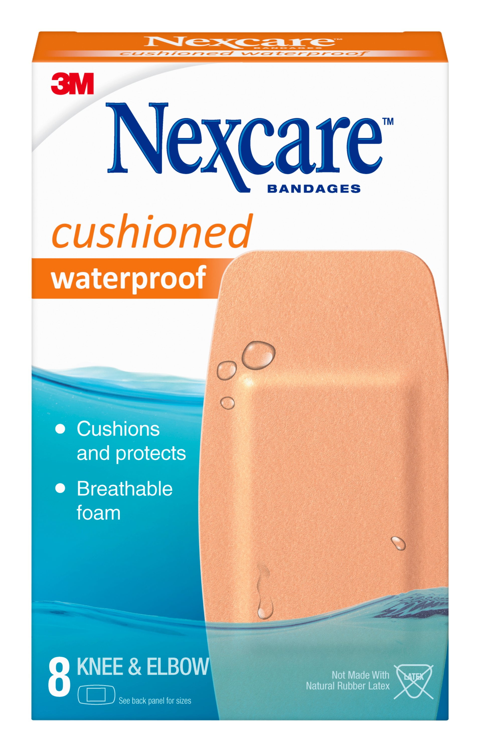 Nexcare Active Waterproof Bandages, Knee and Elbow, 8 Count