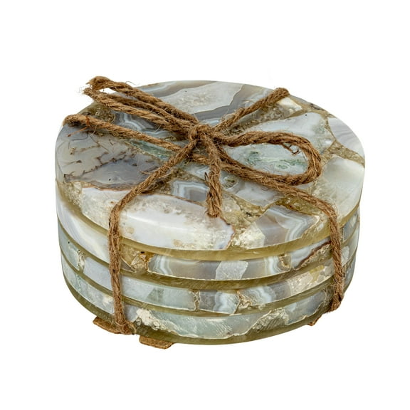 Creative Co-Op Round Agate Coasters, Multicolor, Set of 4