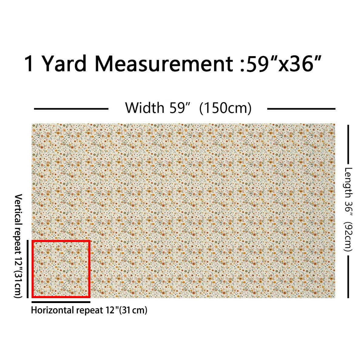 Feelyou Retro French Flower Fabric by the Yard 5 Yards, Orange Floral Room Decor Fabric by the Yard, Teens Western Countryside Fabric for Sewing, Luxury Bedroom Decor