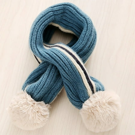 

STEADY New Autumn Winter Boys Girls Baby Patchwork Scarf Warm Knitted Scarves Blue