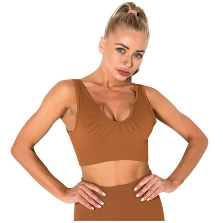 

DORKASM Sports Bras for Women Comfortable Bra Push Up Sports Bra Coffee M