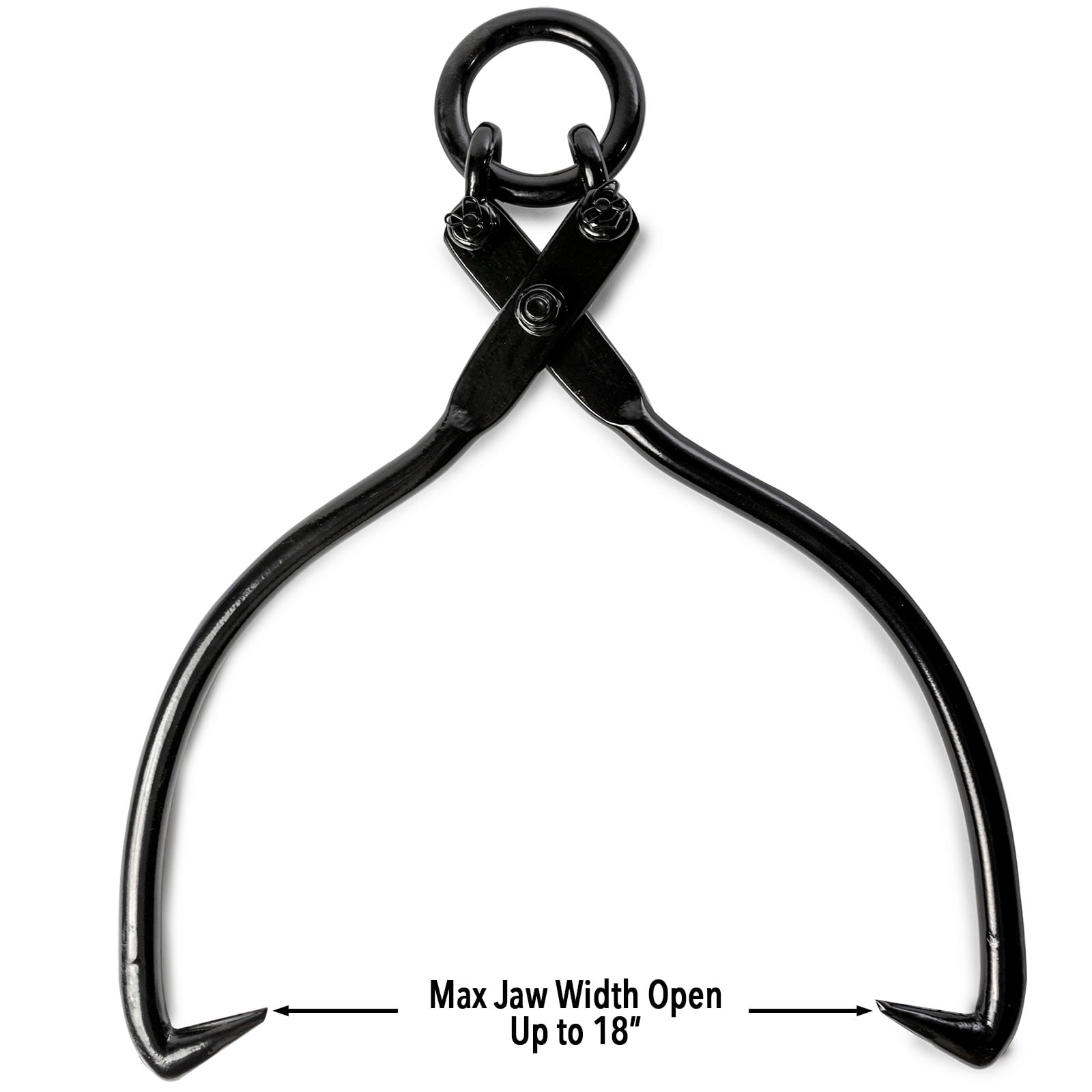 Skidding Lifting Tongs 18-Inch Jaw Opening with Ring Woodworking Log Tool Black 