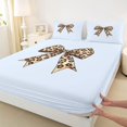 thumbnail image 4 of Manfei Cheetah Print Bowknot Bed Sheets 4pcs for Girls Women,Kids Teens Vintage Ribbon Bow Tie King Sheets,Luxury Bedroom Decor, 4 of 5