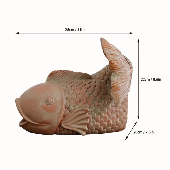 Resin Fish Statue Garden Decor - Classic Animal Drainage Gutter Extender & Splash Block, 3.1x3.2 Inch Outdoor Water Flow Divider for Easter, Yard, Patio, and Garden Decoration, Detailed Scale Texture