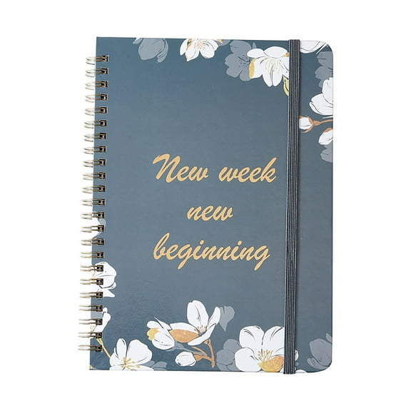 RuiJiao Daily Planner & Schedule Book - Weekly & Monthly Layout, 110 Pages, Hardcover with Golden Twin-Wire Binding, Convenient Tabs & Pocket