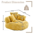 thumbnail image 6 of Villeston Oversized Corduroy Bean Bag Chair with Throw Pillows for Livingroom,Mustard Yellow, 6 of 7