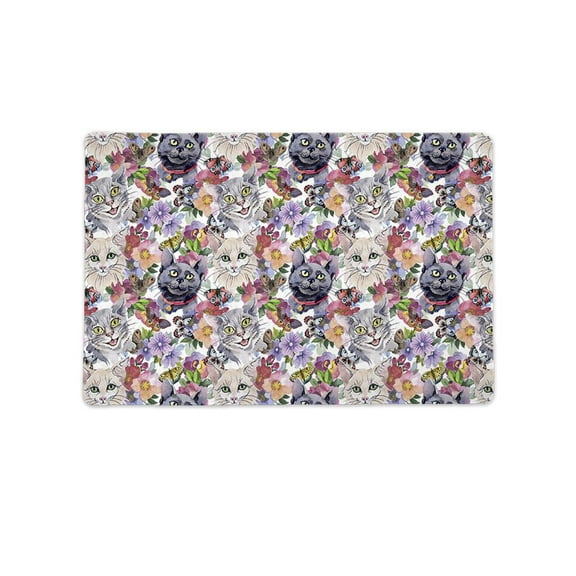 Happy Cats And Flowers Mat Rectangle -Image by Shutterstock,