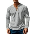 thumbnail image 2 of vdgthytj Basic Tops for Men Casual Round Neck Long Sleeves Pullover Blouse Fashion Breathable Button Solid Color Shirt, 2 of 8