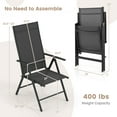 thumbnail image 3 of Gymax 4PCS Patio Folding Dining Chair w/ 7-Level Adjustable High Backrest for Garden Black, 3 of 8