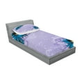 thumbnail image 2 of Ambesonne Floral Fitted Sheet & Pillow Sham Set, Graphic Ornament Flowers, Twin, Dark Blue Burgundy, 2 of 2