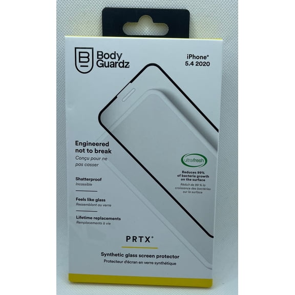 BodyGuardz PRTX Shatterproof Synthetic Antimicrobial Glass Screen Protector - iPhone 12 mini