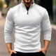 thumbnail image 1 of pstuiky camisa de manga larga para hombre, Camisa deportiva de manga larga con cuello alto y cremallera para hombre, color liso top de hombre s, 1 of 6
