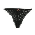 thumbnail image 1 of Culottes pour Femmes String en Dentelle Ajourée Dos en T Taille Basse Soie Glacée String Transparent, 1 of 3