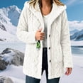 thumbnail image 6 of Women's Fuzzy Fleece Hooded Coat , Button Front Long Sleeve Loose Mid Length Loungewear Cardigan Winter Warm Jacket with Pockets White M, 6 of 8