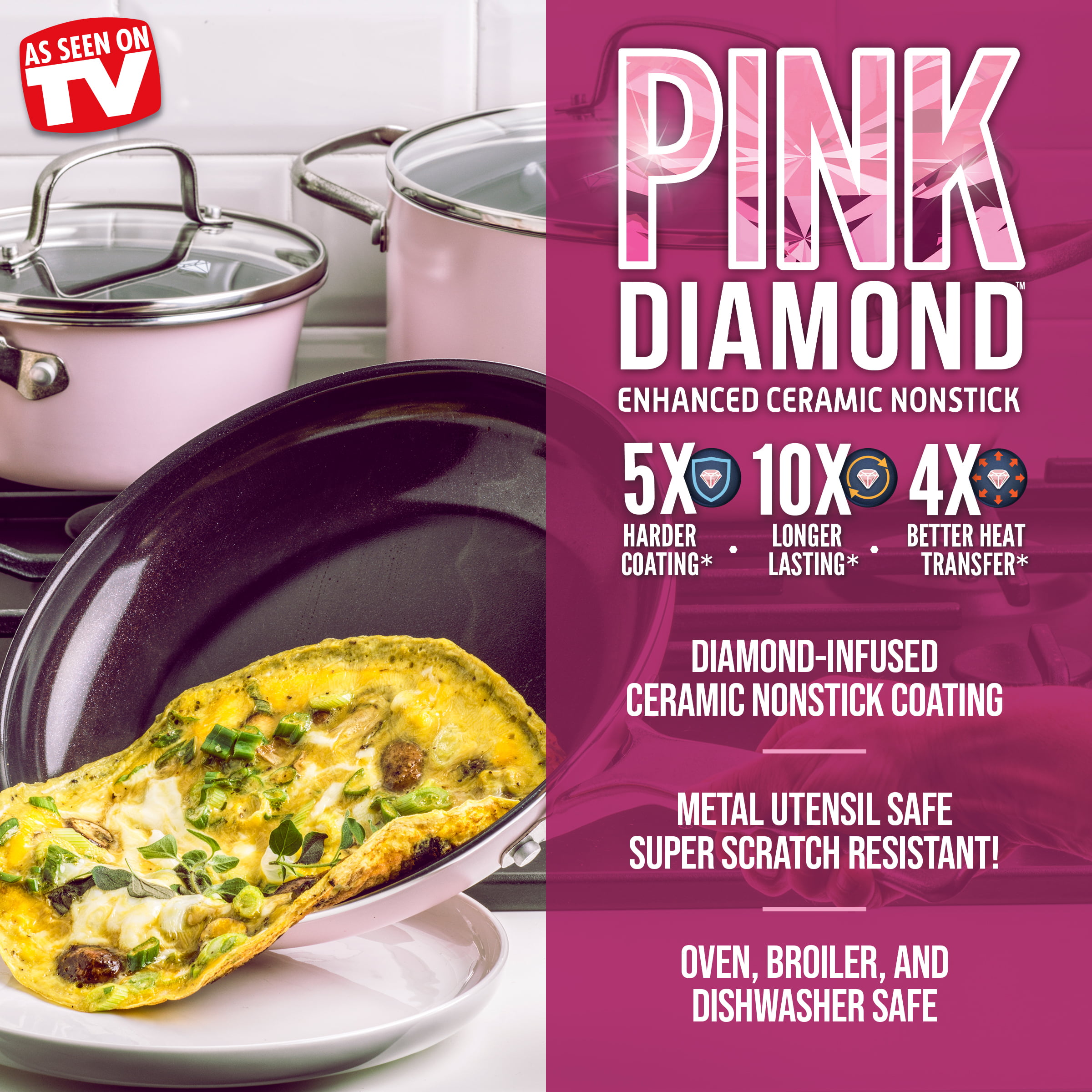 This Pretty Pink Diamond Pan Set came from Walmart!!! 😍💗#newapartmen, Pink Kitchen Decor