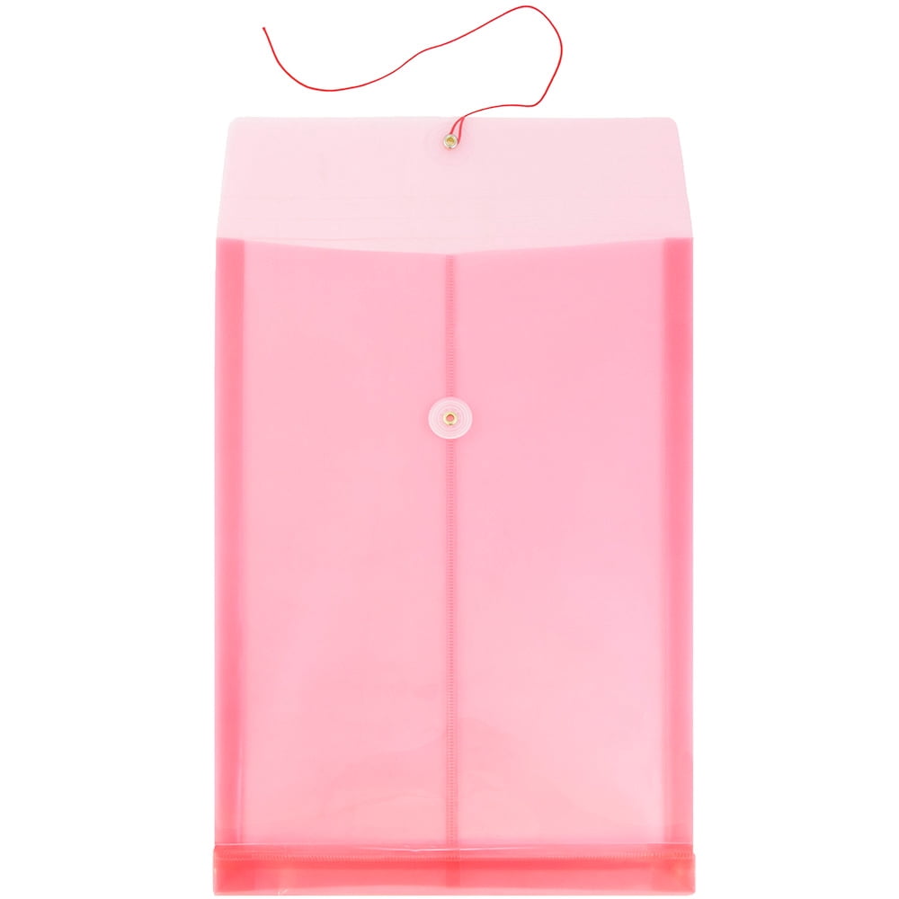 JAM Paper Plastic Envelopes, 9.8x14.5, 12/Pack, Pink, Button String, Legal Open End