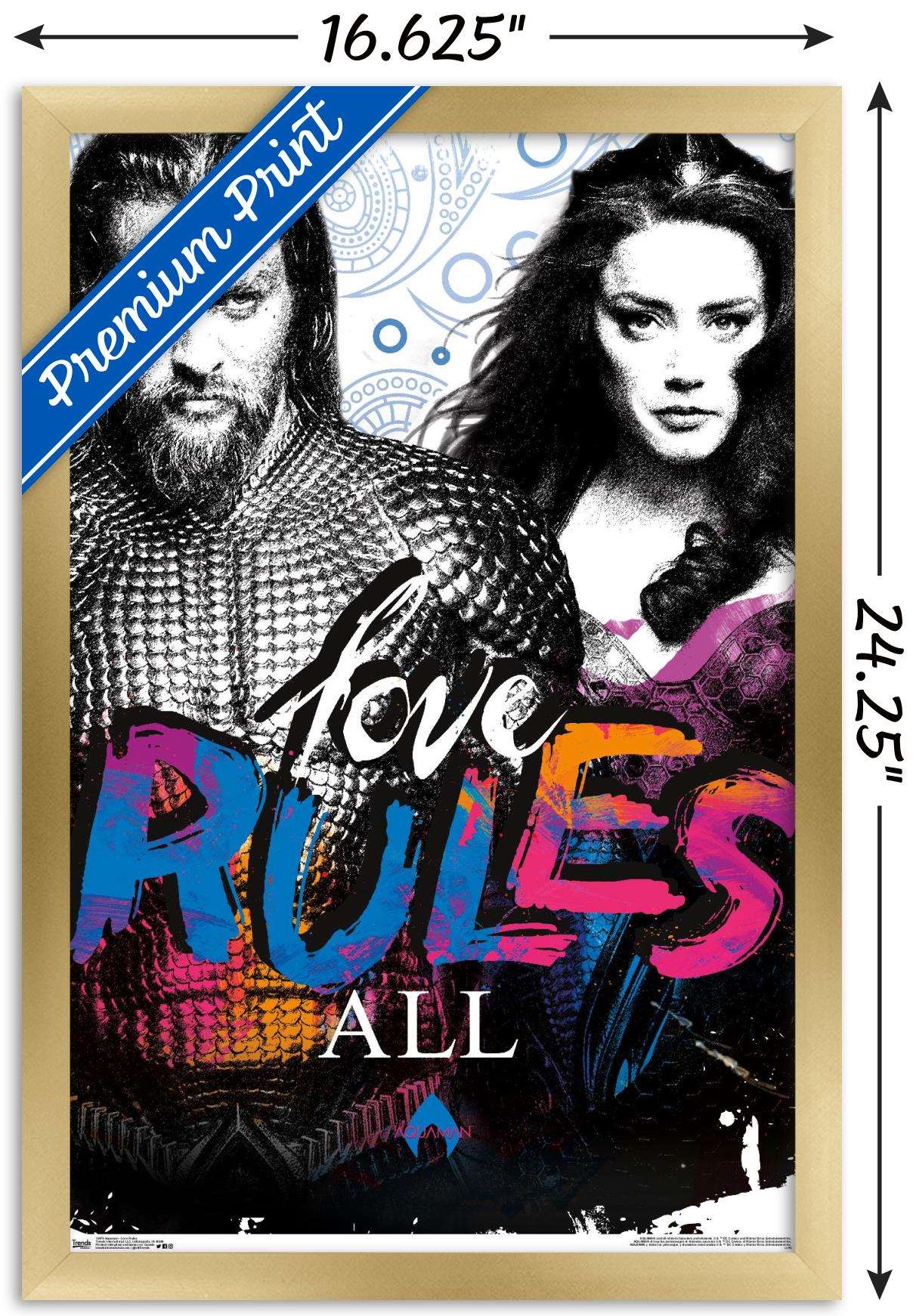 DC Comics Movie - Aquaman - Love Rules Wall Poster, 14.725" x 22.375", Framed
