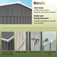 thumbnail image 4 of LLGWGL Large Galvanized Steel Storage Shed with Window Lockable Double Doors & Sloped Roof, Heavy Duty Ventilated Outdoor Metal Shed for Garden, Tools, Backyard, Patio, Lawn, Dark Gray, 4 of 8
