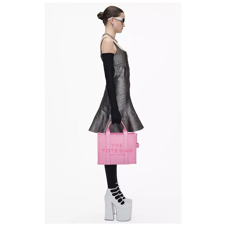Marc Jacobs Womwns The Leather Medium Tote Bag Fluro Candy Pink