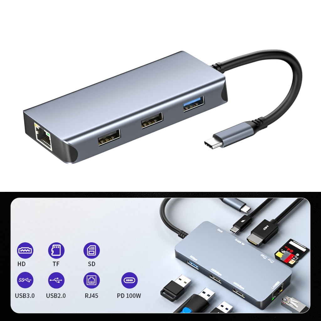 Miiottaa Aluminum USB C Hubs With 4K HDTV 100WPD Charging USB3.0 Port For Laptop