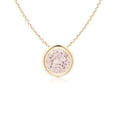 thumbnail image 1 of Angara Collier en Morganite Naturel - Pendentif Solitaire Rond en Morganite avec Lunette en Or Jaune 14K pour Femmes, 1 of 8