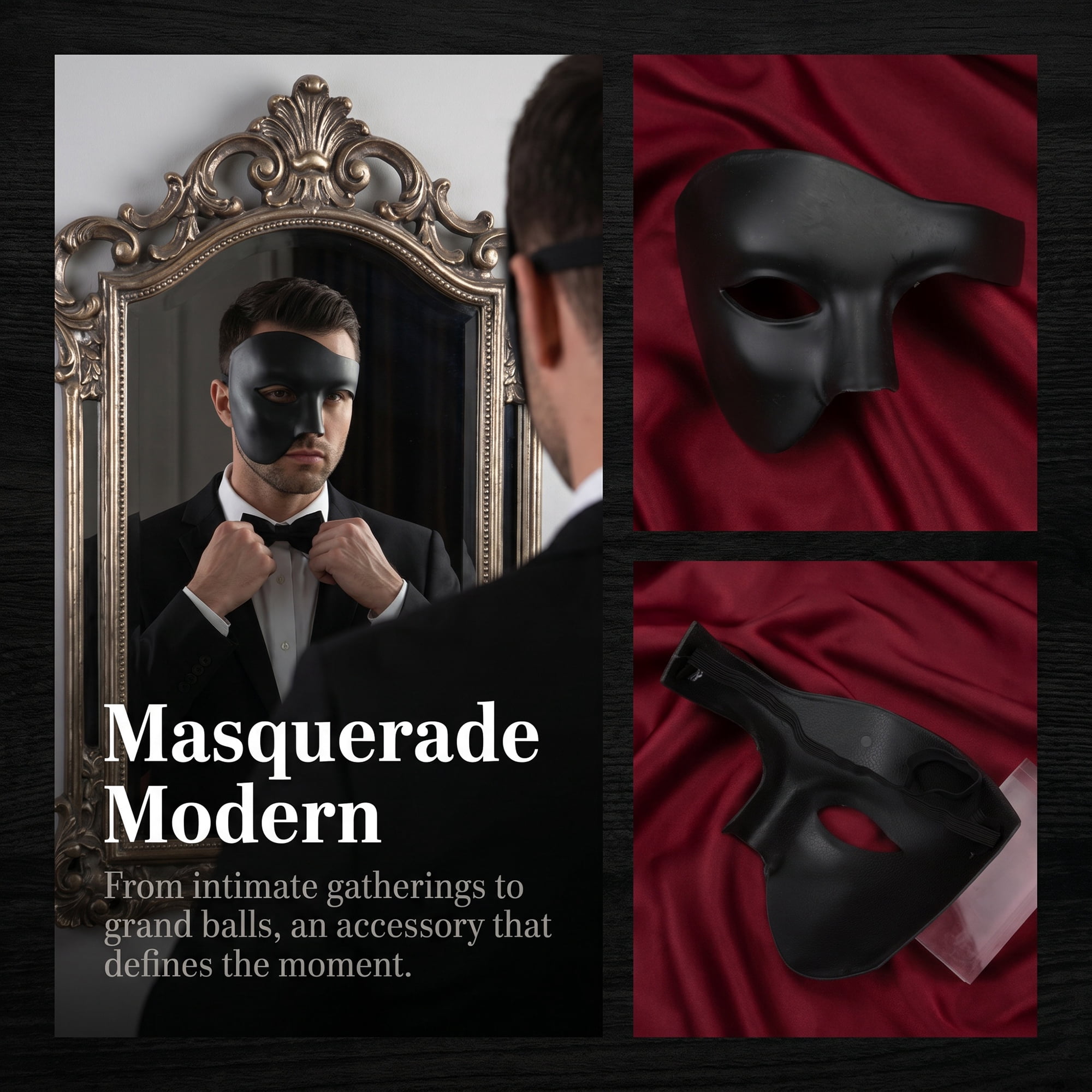 Unique Bargains Masquerade Plastic Half Face Mask for Halloween Costume Black 7.1" x 5.1"