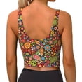 thumbnail image 3 of Vsdgher Hippie Peace Love Print Women Sleeveless Athletic Tank Top Built-in Bra Camisole Sports Vest for Yoga Running Fitness Exercise with Removable Pads, 3 of 8