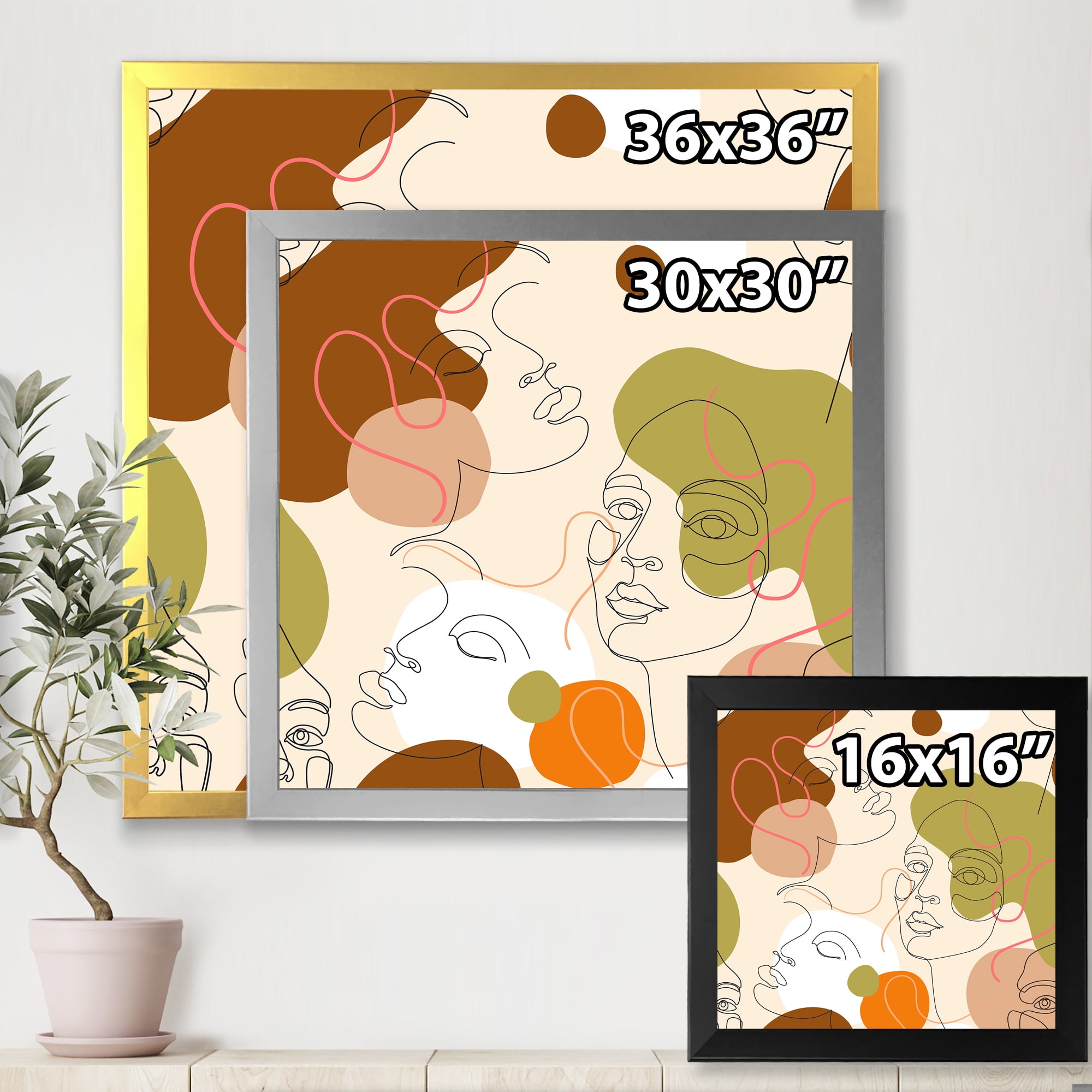 Designart 'One Line Portrait of Afro American Women VII' Modern Framed Art Print