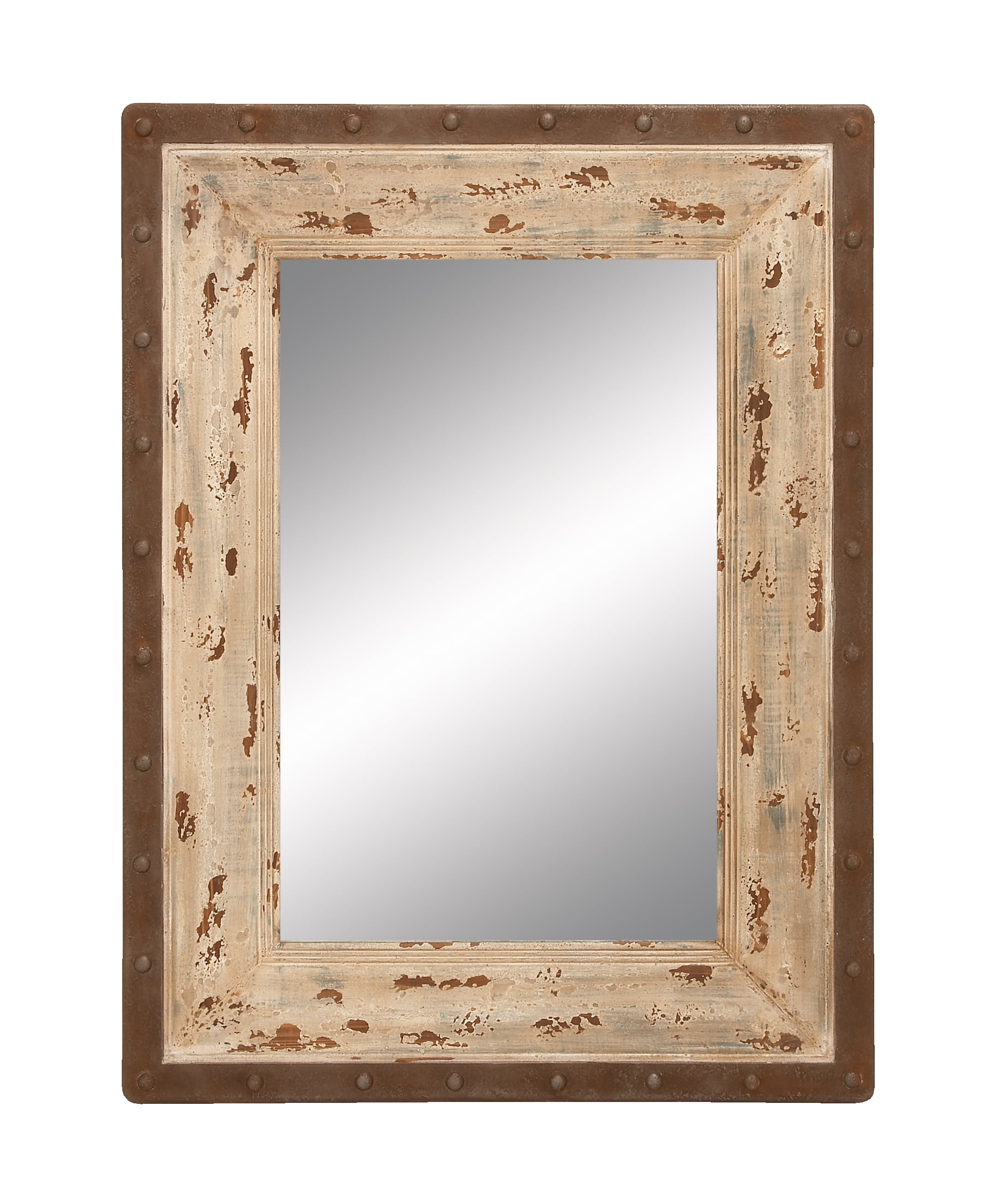 Glass Style Mirror With Rustic Wood Frame