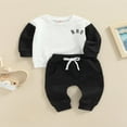 thumbnail image 2 of Infant Baby Boys Fall Winter Outfits Long Sleeve Sweatshirt Letter Print Pullover Tops Jogger Pants Set, 2 of 6