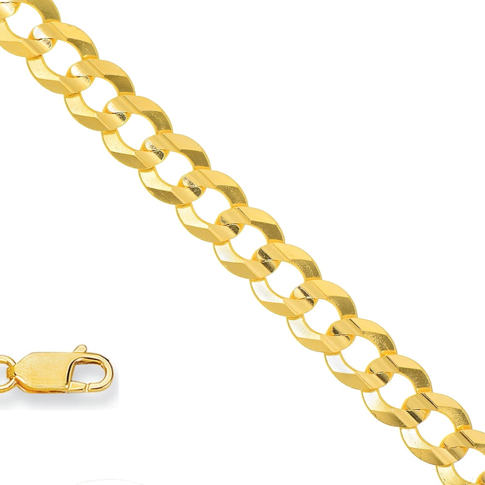 10k Solid Yellow Gold 2.8mm Comfort Curb Chain Necklace with Lobster