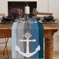 thumbnail image 2 of Table Runner Dresser Scarves 36 Inch Long, Marine Nautical Anchors on Vintage Wood Plank Linen Dining Table Runners Rustic Ocean Theme Tabletop Scarf for Wedding Holiday Party Kitchen, 2 of 7