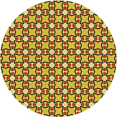 

Ahgly Company Indoor Round Patterned Blood Red Brown Area Rugs 7 Round