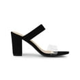 thumbnail image 3 of BLISSFUL STEP Women's Dual Clear Strap Block Heels Mules Slides Sandals Black 7, 3 of 7