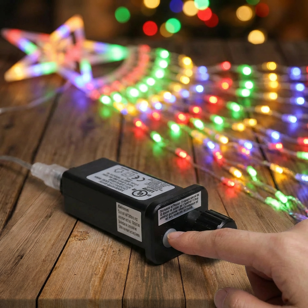Outdoor String Lights Decorations, 350 LED Star Waterfall String Fairy Lights with 8 Modes for Indoor wedding Decor
