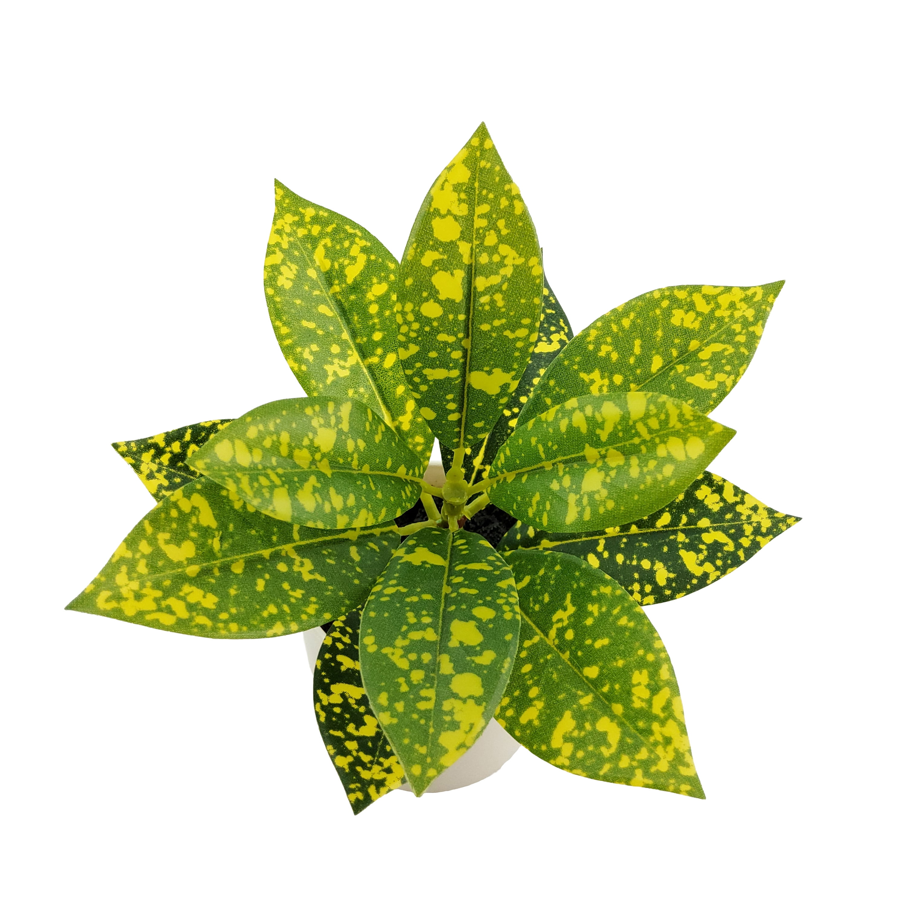 Mainstays Indoor Artificial 7.5in plant in Pot, Spotted Laurel Plant, Green and Yellow Color.