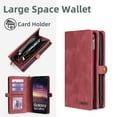 thumbnail image 4 of Allytech Detachable Magnetic Wallet Case for Samsung Galaxy S24 Ultra with Wrist Strap, Large Capacity Luxury PU Leather Card Slots Zipper Cash Pocket Shockproof Protective Wallet Case - Red, 4 of 7