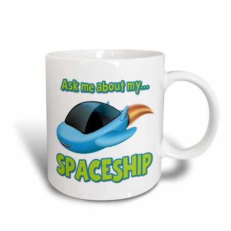 Sci Fi Geek Mug - 3dRose Ask Me About My Spaceship Sci-Fi Geek Design - Ceramic Mug, 11-ounce