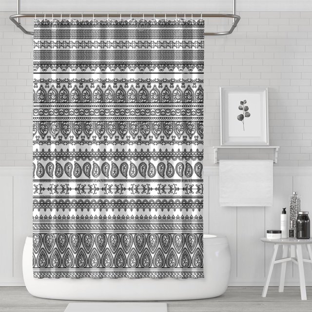 Retro Ethnic Bohemian Contemporary (2) Shower Curtains Reusable Shower Liner,Contemporary Chic Polyester Curtains Liner,curtain liners with plastic hooks 72x72Inch