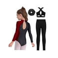 thumbnail image 4 of TSSOE Gymnastics Leotard for Girls Long Sleeve Rhinestone Bodysuit Tumbling Unitard with Crop Top and Leggings Burgundy 12, 4 of 5
