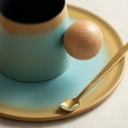 thumbnail image 4 of Juegos de tazas de cerámica, color degradado con asas esféricas de madera., 4 of 5