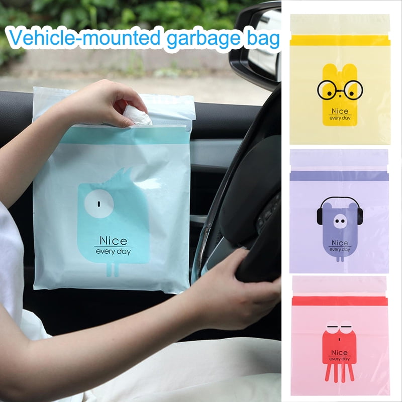 Cute Pattern Self Adhesive Garbage Bag Hanging Rubbish Bag for Car Office Home Easy Stick-On Bin Bags WZDTNL Biodegradable Trash Bag 