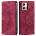 thumbnail image 4 of SaniMore for Motorola Moto G Play 2024 Case, PU Leather Embosed Mandala Flower Wallet Protective Phone Cover Card Slots Pocket Purse Women Men Kickstand Vintage Shockproof Anti-fall Shell, Red, 4 of 9