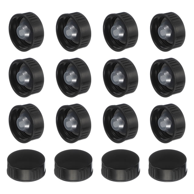 Uxcell 16 Pcs Cubierta de Resina Fenólica, Tapas de Tornillo de Sellado de Polímero de 28 mm, Tapas de Repuesto de Plástico para Botellas de Químicos, Alimentos y Cosméticos, Negros