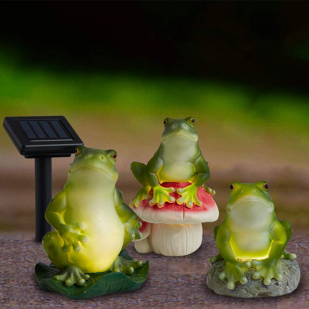 A Set of 3 Solar Frog Lights, Solar Garden Lights Outdoor, Frogs Solar
