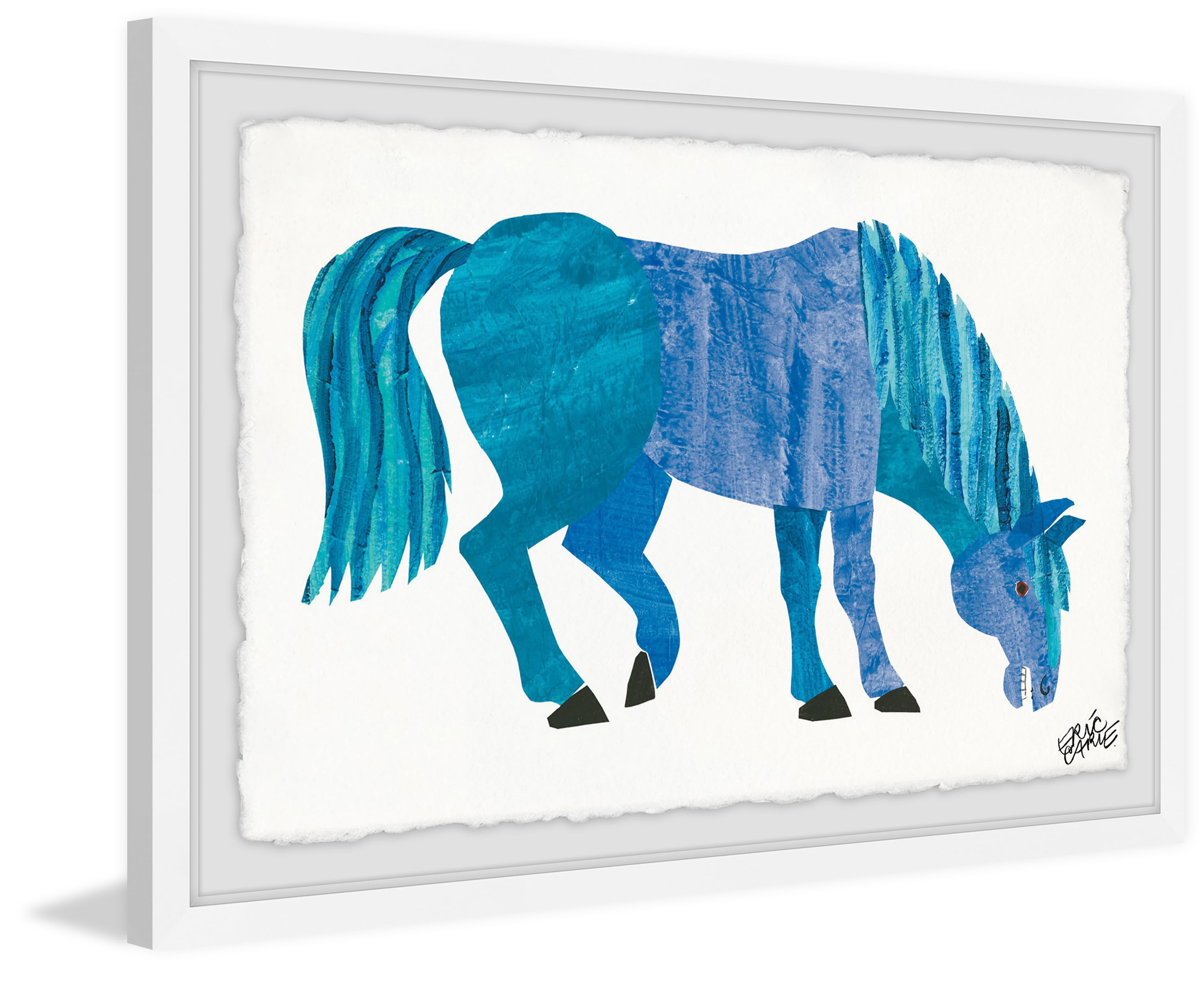 Marmont Hill Blue Horse By Eric Carle Framed Wall Art, 18.00" x 1.50"