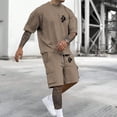 thumbnail image 2 of Afdoent Mens 2 Piece Sets Men's Casual Utility Suit Set With Multiple Pockets Short Sleeved T Shirt And Shorts Set Comfortable Stretch Fabric For Relaxed Vacation Beach Casual, 2 of 4