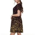 thumbnail image 2 of Lsque Gold sparklin Print Women's Casual Dress T-Shirt Summer Short Sleeve Scoop Neck Swing Dresses, 2 of 6
